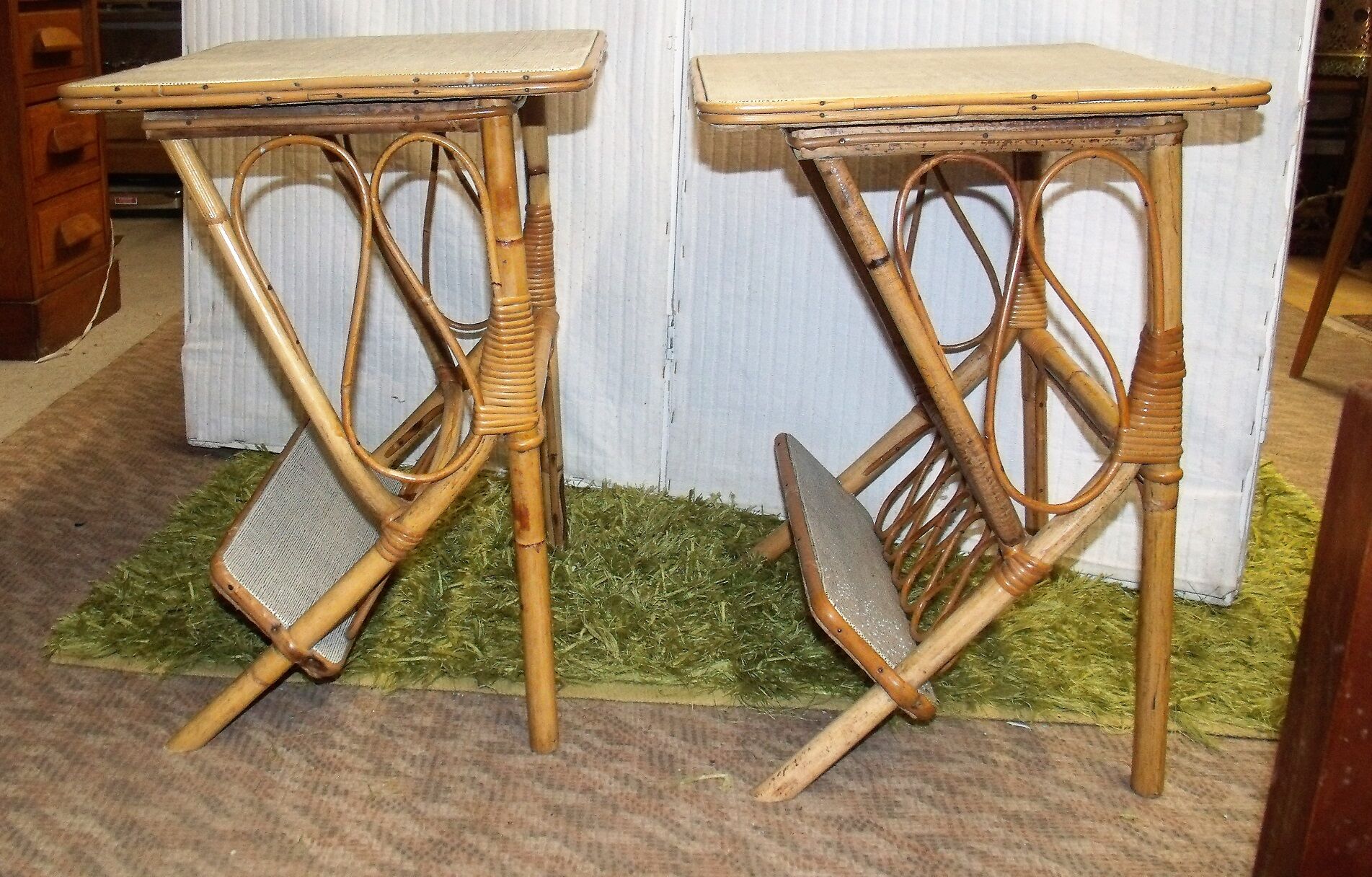 Pair of bedside shelves doors reviews rattan bamboo