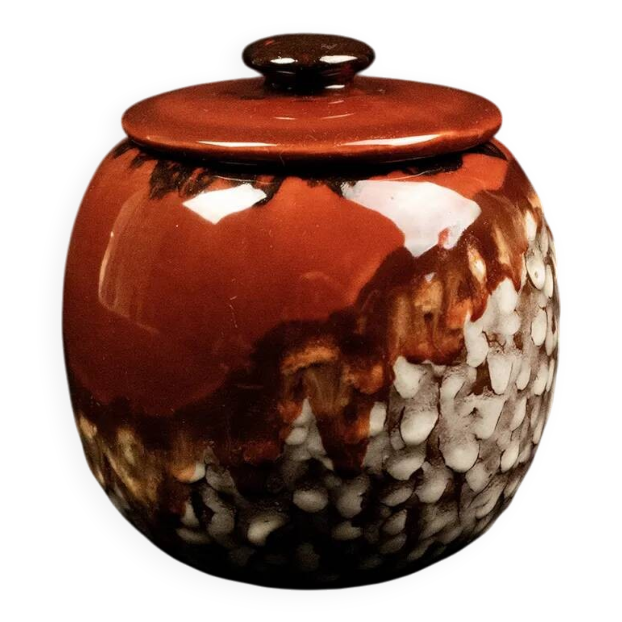 Red glazed stoneware candy dish by Louis Dage - circa 1920 - H 15 cm