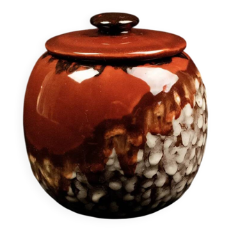 Red glazed stoneware candy dish by Louis Dage - circa 1920 - H 15 cm