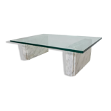 Coffee table in carrara marble and glass