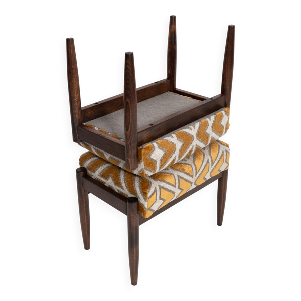 Paire de tabourets vintage en velours à motif jaune, Edmund Homa, années 1960