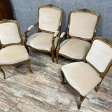 Set of Louis XV style seats in molded and carved wood circa 1900