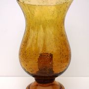 Bougeoir photophore Biot en verre ambré soufflé, bullé