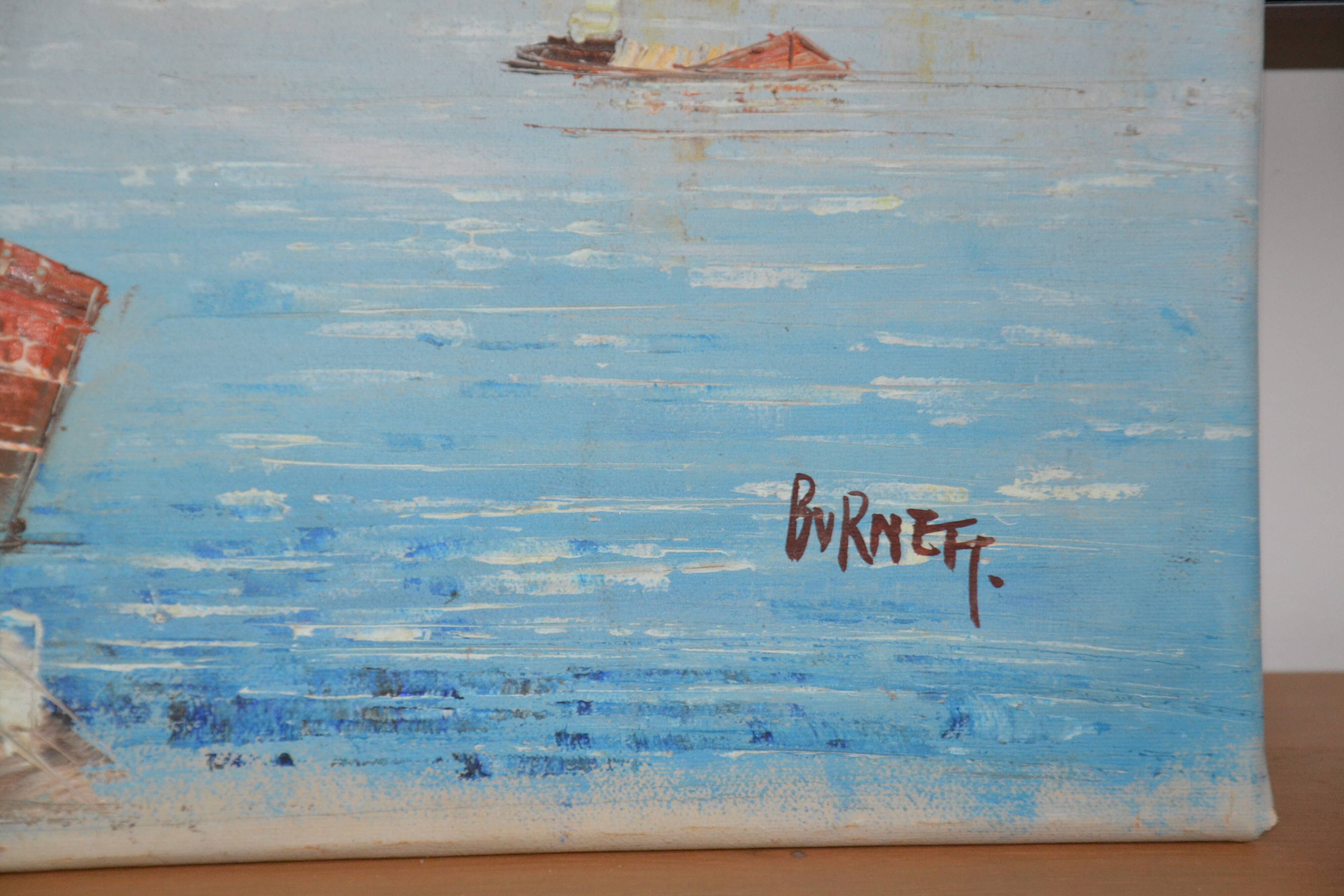 Ancien tableau Caroline Burnnet vue de Paris 1900