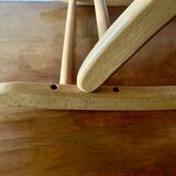 Repose-pieds à bascule vintage en Skaï rouge et en bois