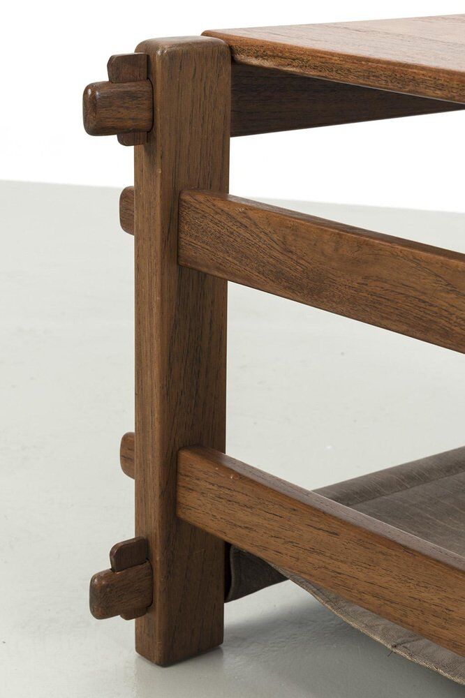 Brutalist Coffee Table with Magazine Holder