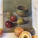 Oil on canvas still life with apples