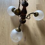 Chandelier pendant lamp with glass globes - 3 globes