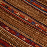 Red & Brown Pinstriped Style Vintage Kilim Rug, 142x182Cm