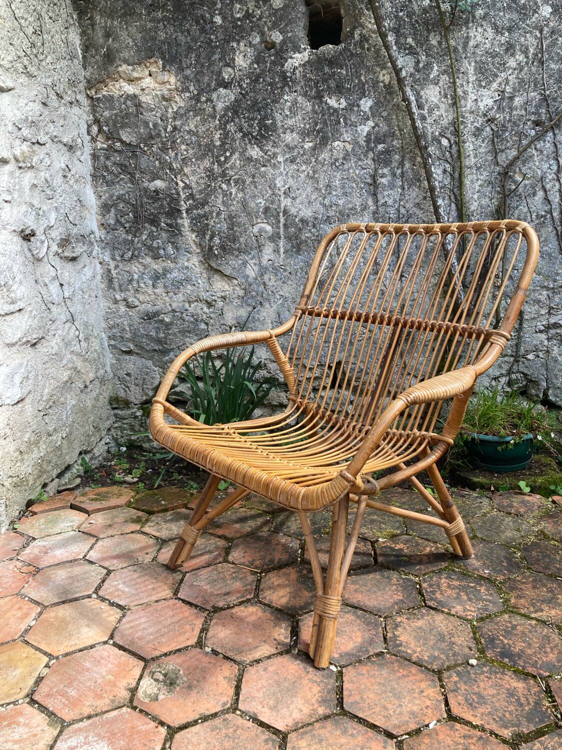 Vintage rattan armchair