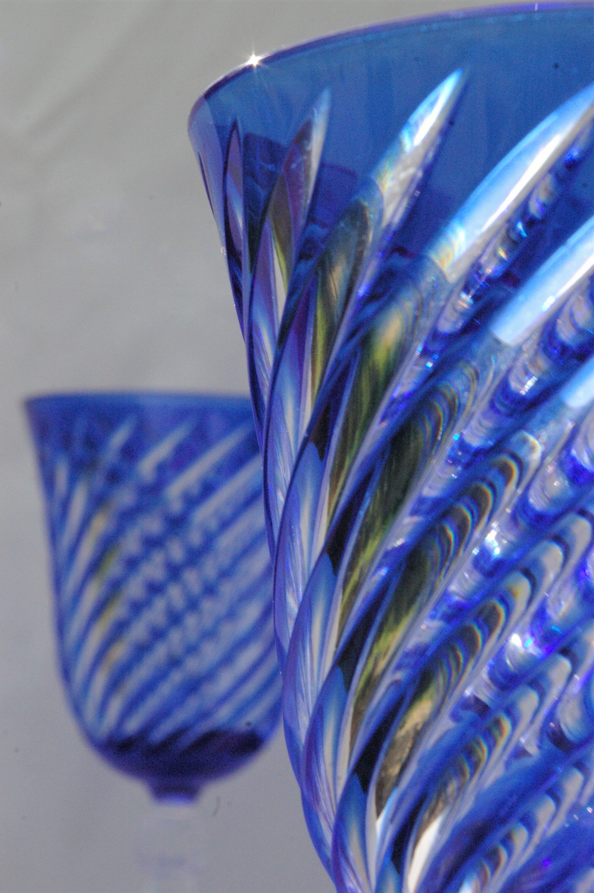 Cristal d'Arques - 6 Verres à eau modèle Valse bleue - Cristal double couche
