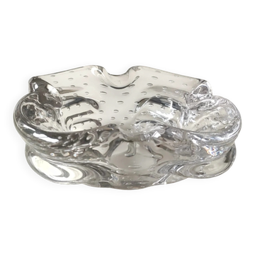 Transparent Murano Bullicante Ashtray/Small Bowl. Diameter 21 cm.
