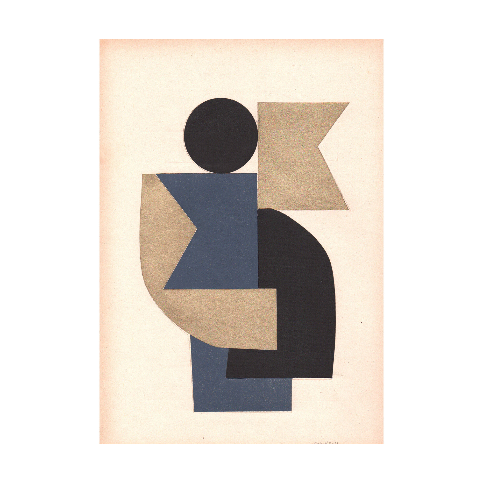 Collage on old paper • c447 • signed Eawy