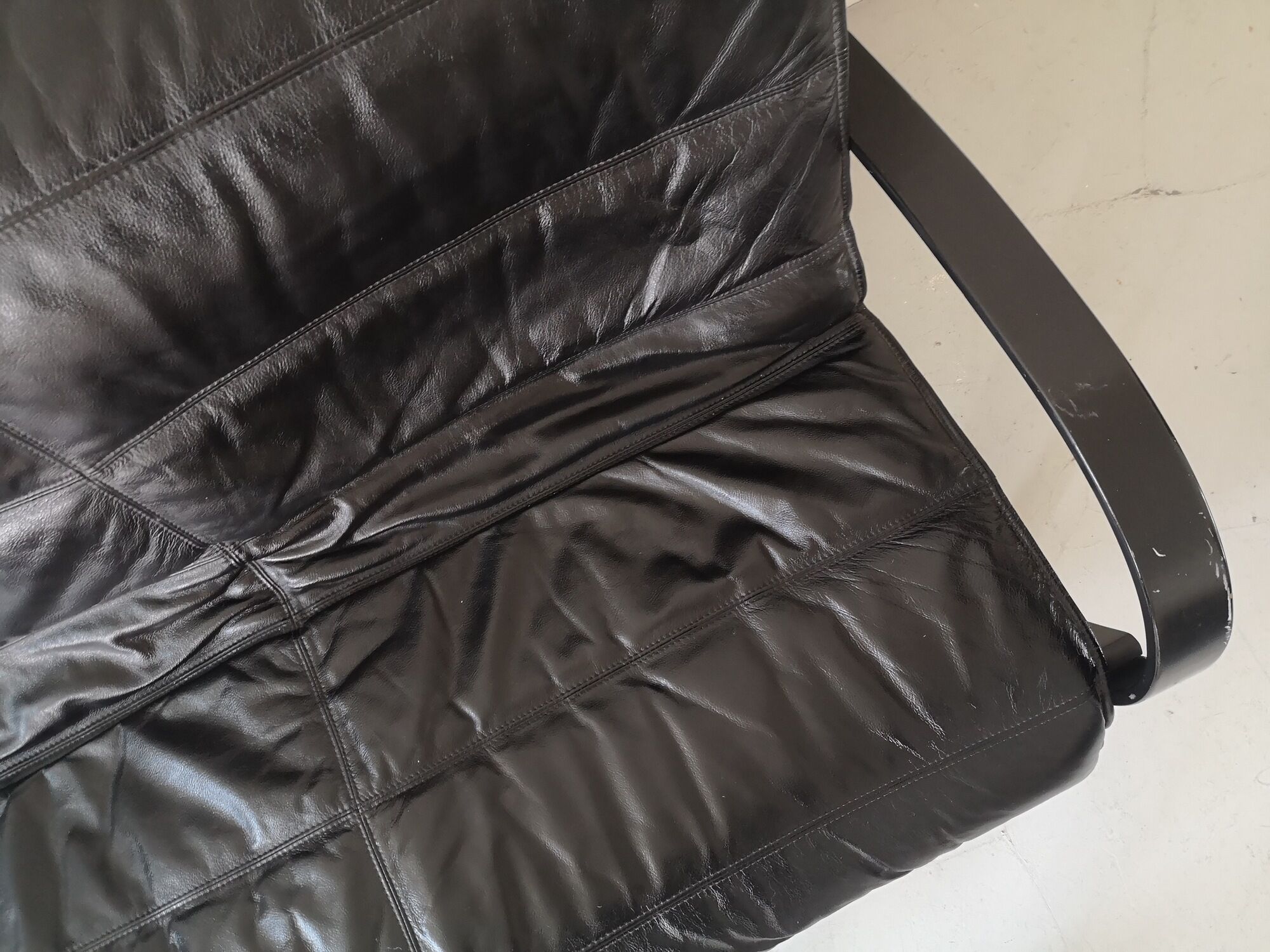 Black leather sofa by tord björklund for ikea, 1980