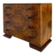 Walnut burl commode, Italian Art Deco, 1940s.
