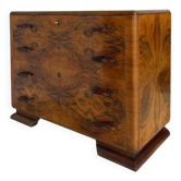 Italian art deco burl walnut chest of drawers, 1940s