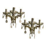 Appliques vintage en cristal et verre de Murano, années 1960, ensemble de 2
