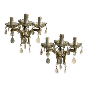 Vintage Crystal and Murano Glass Sconces, 1960s, Set of 2