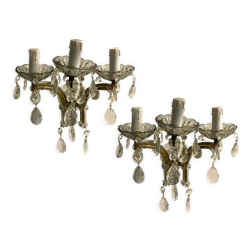 Vintage Crystal and Murano Glass Sconces, 1960s, Set of 2