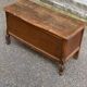 Vintage oak chest bank in dark wood, Louis XV style.