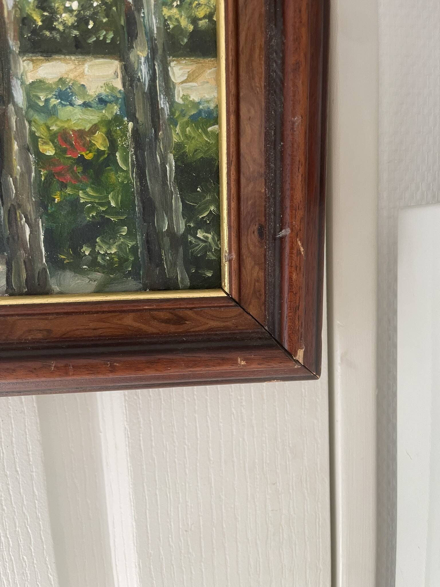 Old Oil Painting Canvas Manor Castle Holiday Home 87x62cm