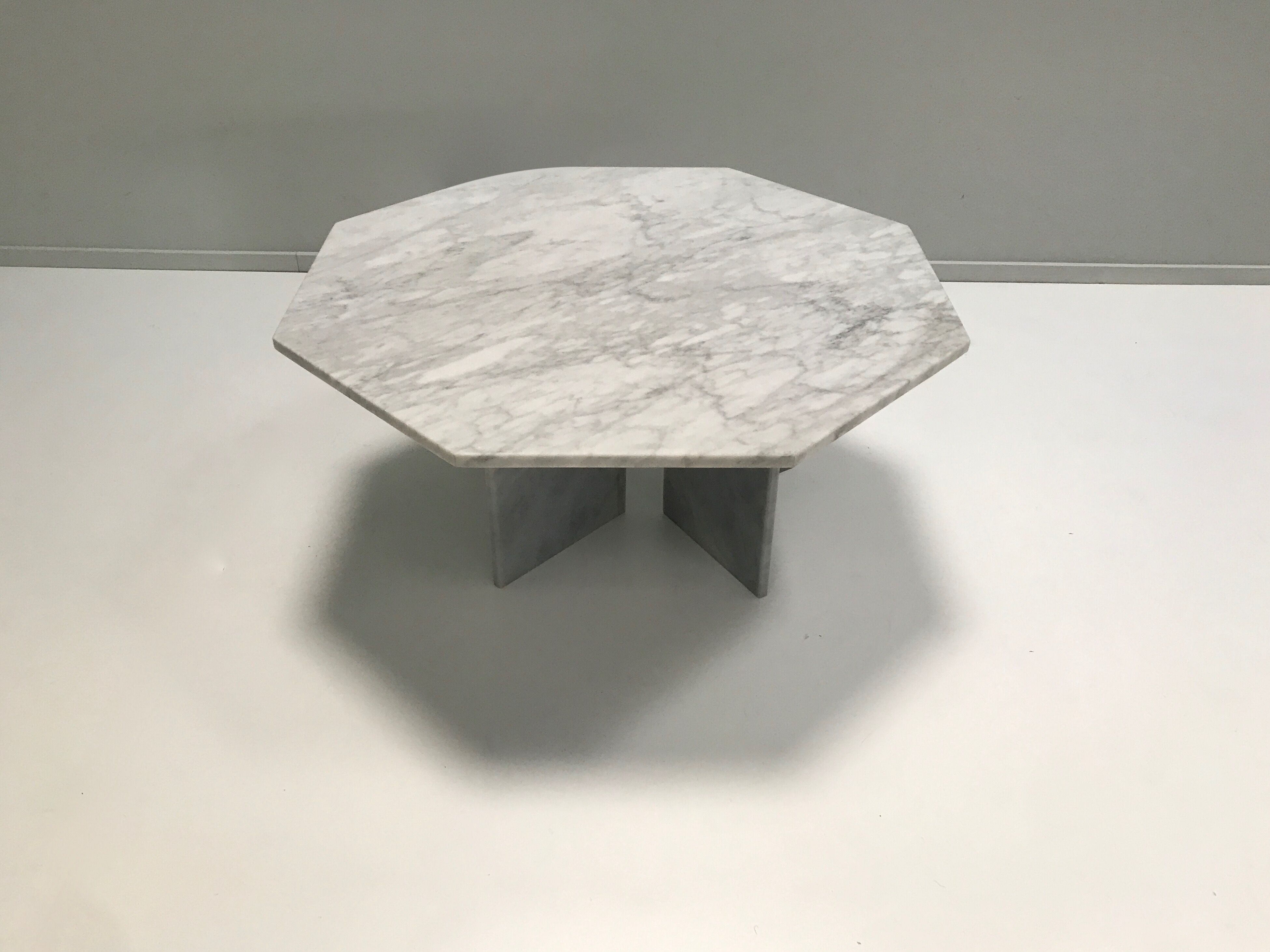 White marble hexagon coffee table, Germany, 1980s