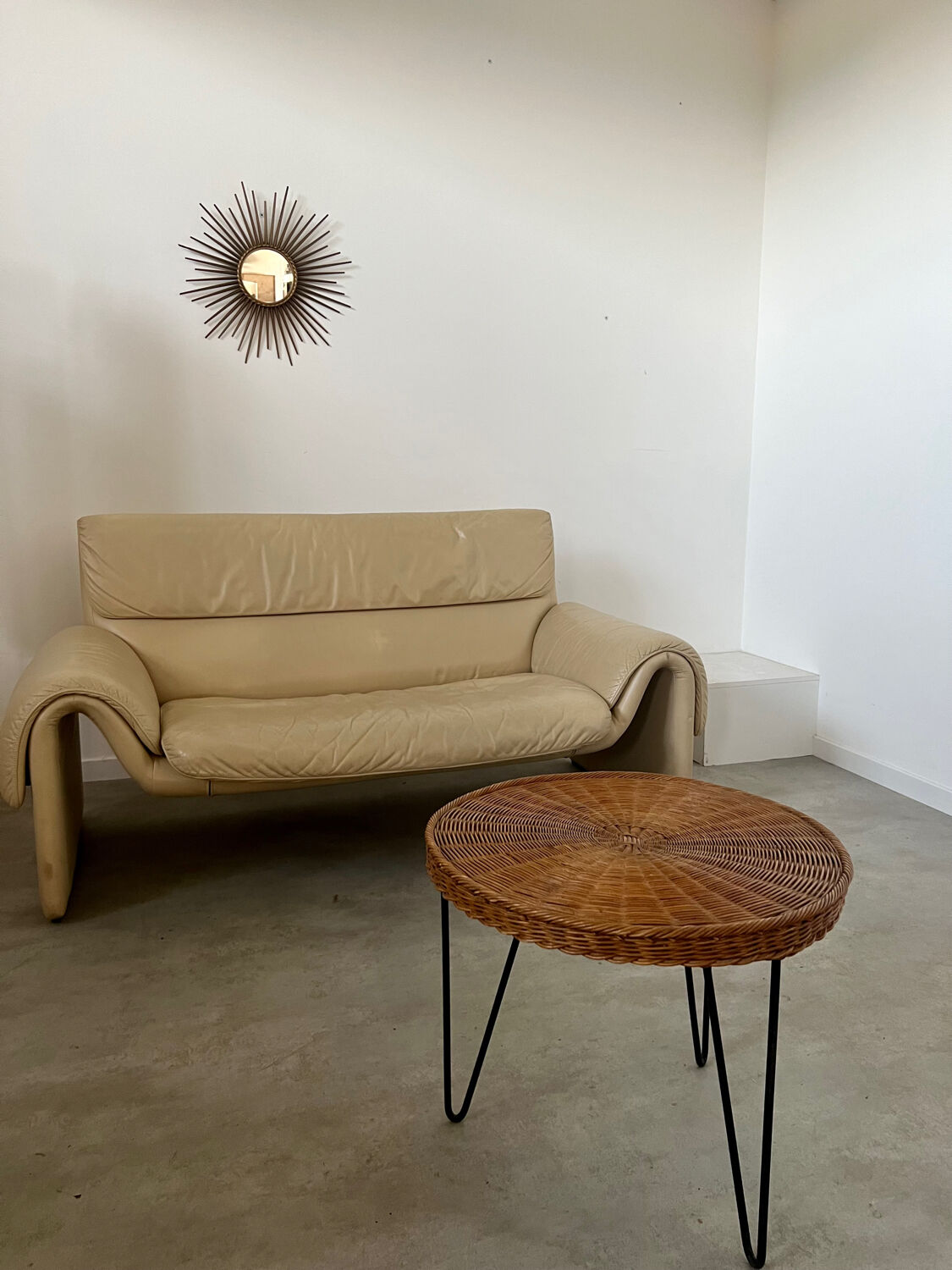 Vintage design sofa de sede ds-2011 in cream leather 2 places