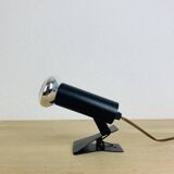 Vintage clamp spotlight, black metal, 70s