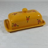Glazed and decorated ceramic butter dish