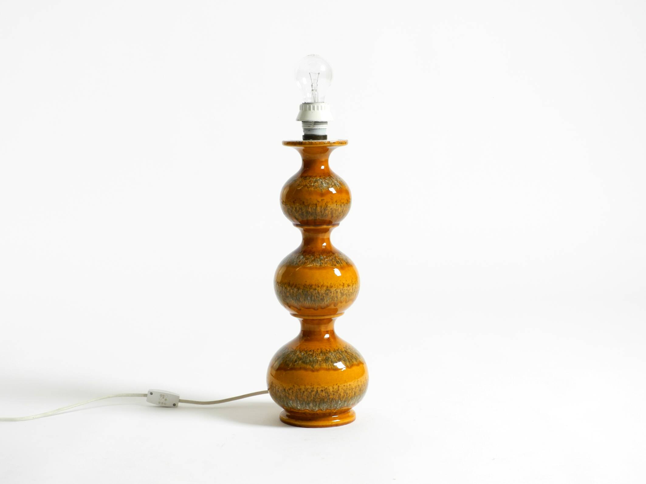 Large 1960s ceramic table or floor lamp in light brown by Kaiser Leuchten
