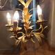 Chandelier gilded metal leaves by Hans Kogl, 1970's