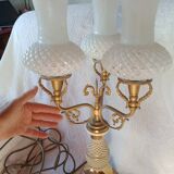Florentine - baroque lamp ceramic brass metal topped with 3 glass tulips