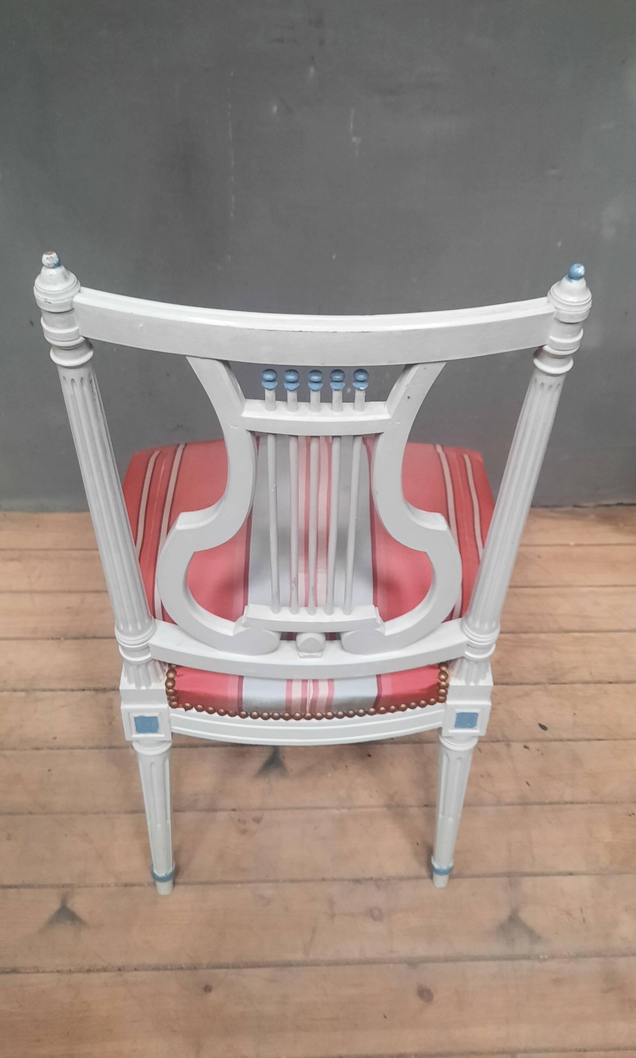 Louis XVI style lacquered chair with lyre back