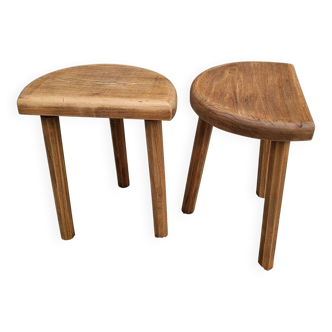 Pair of raw wood milking stools • Brutalist spirit & nature