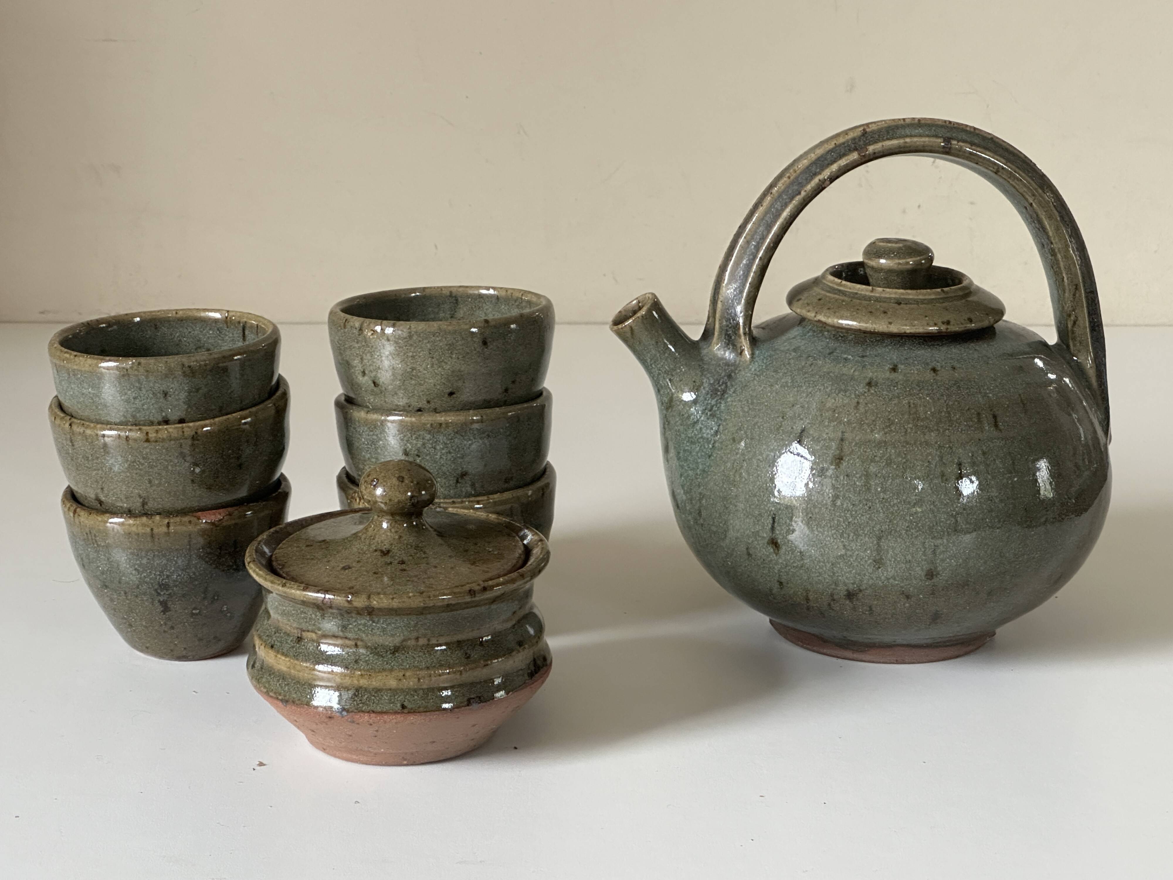 Vintage Gustave Tiffoche ceramic tea set from the 60s