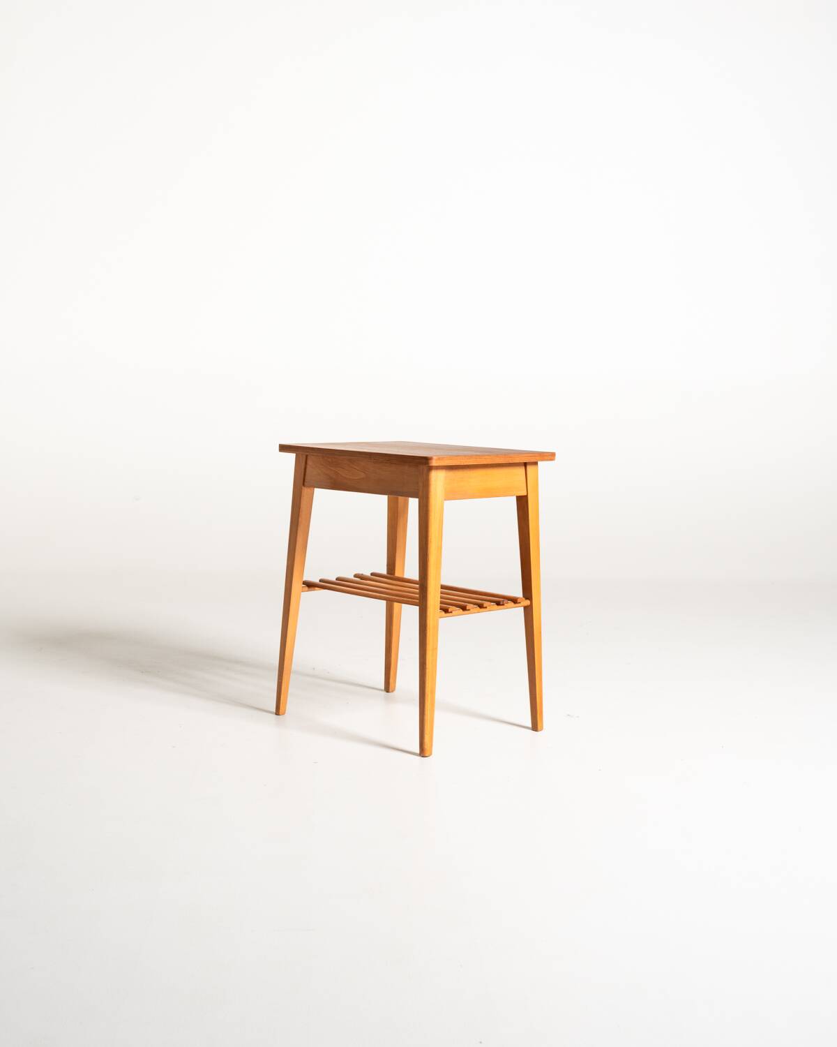 Scandinavian Birch Bedside Table, 1950s