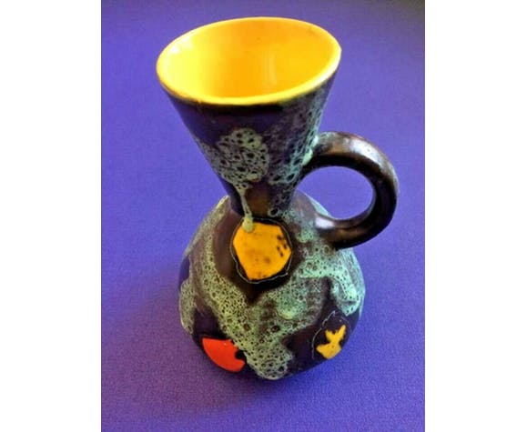 Vallauris ceramic vase lava decoration