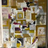 Abstract acrylic painting canvas