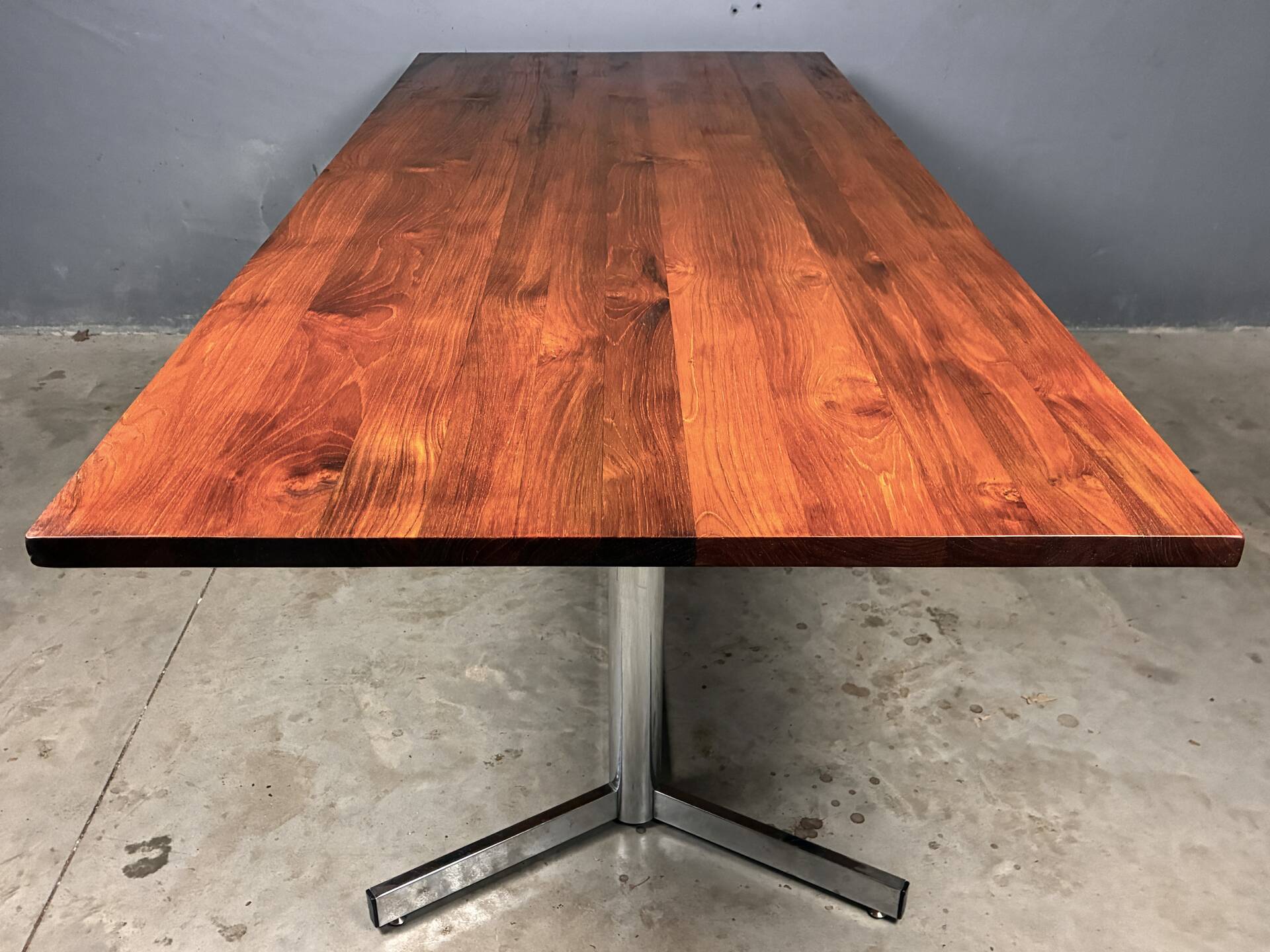 Vintage minimalist dining table chrome teak