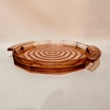 Rosaline pink glass bell and 1930s Art Deco cheesecake tray