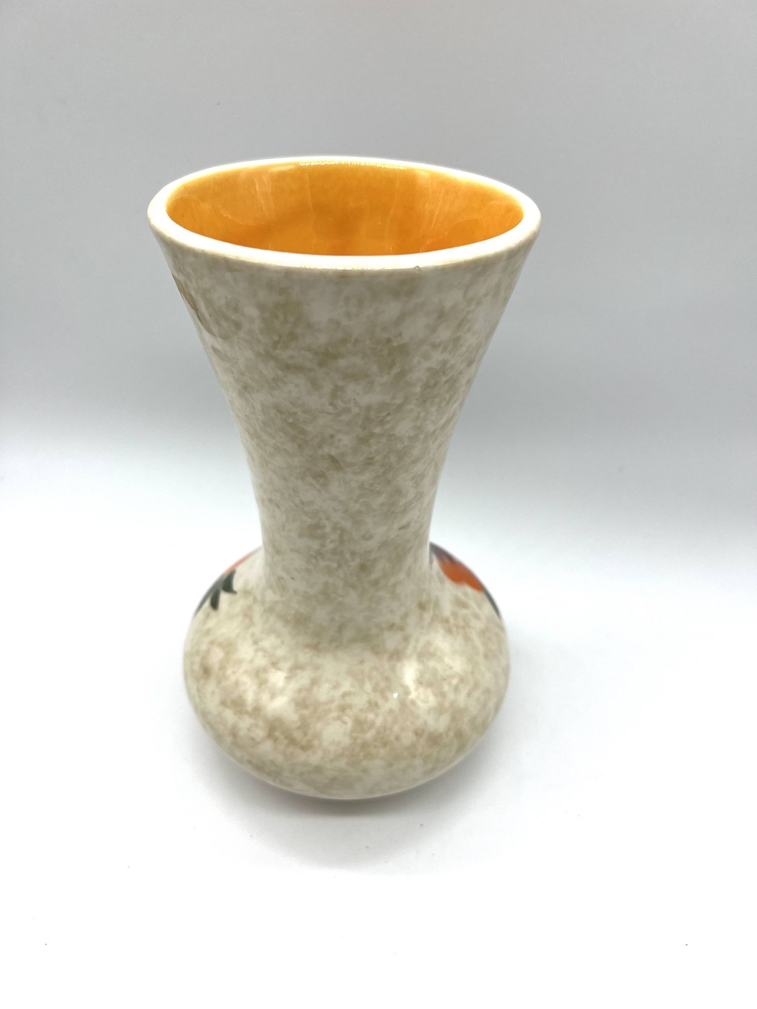 Vase vintage en céramique signé Roy – Décor Main – Années 60/70