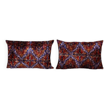 Lot de 2 housses de coussin velours vintage 41x61 cm