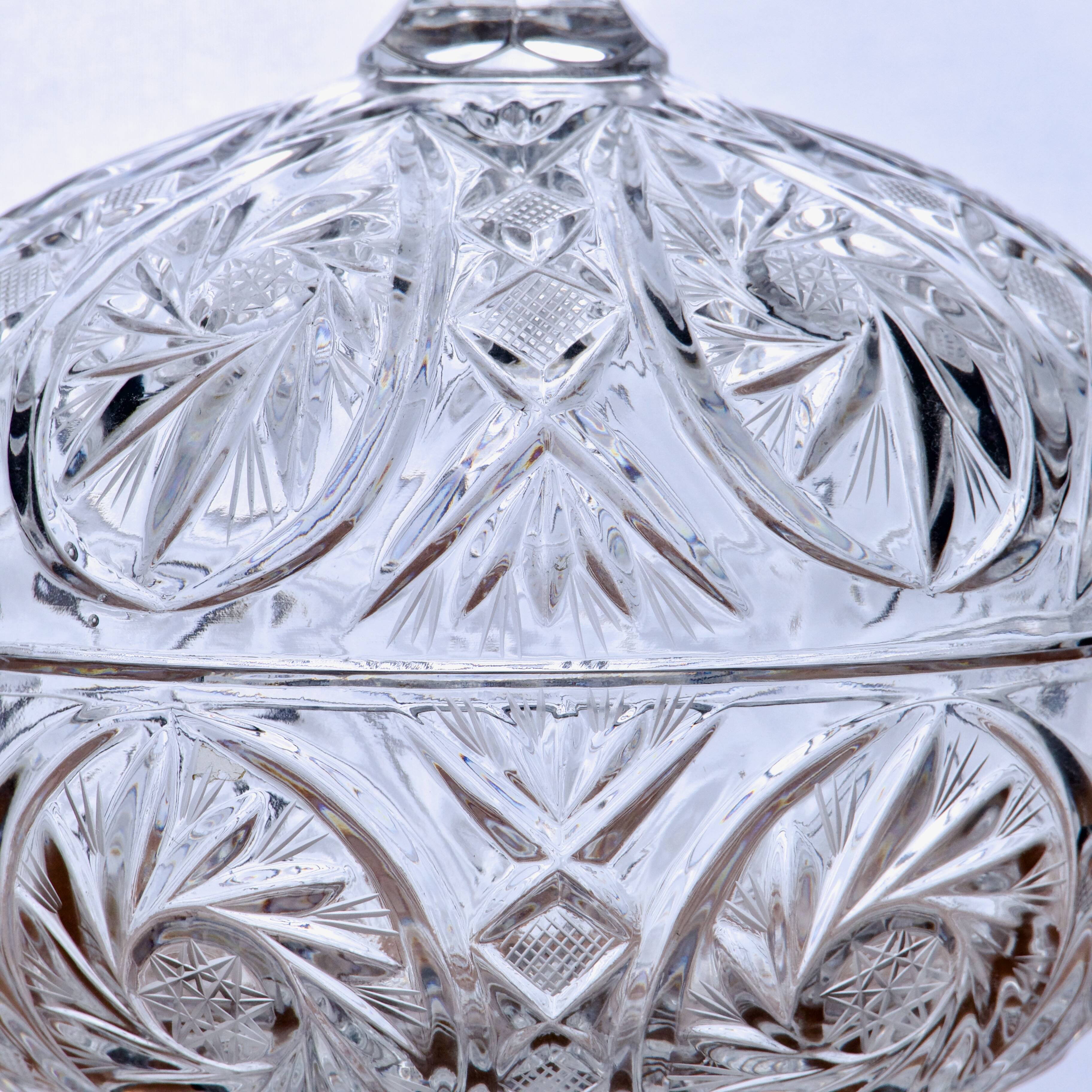 Large antique Bohemian crystal candy dish