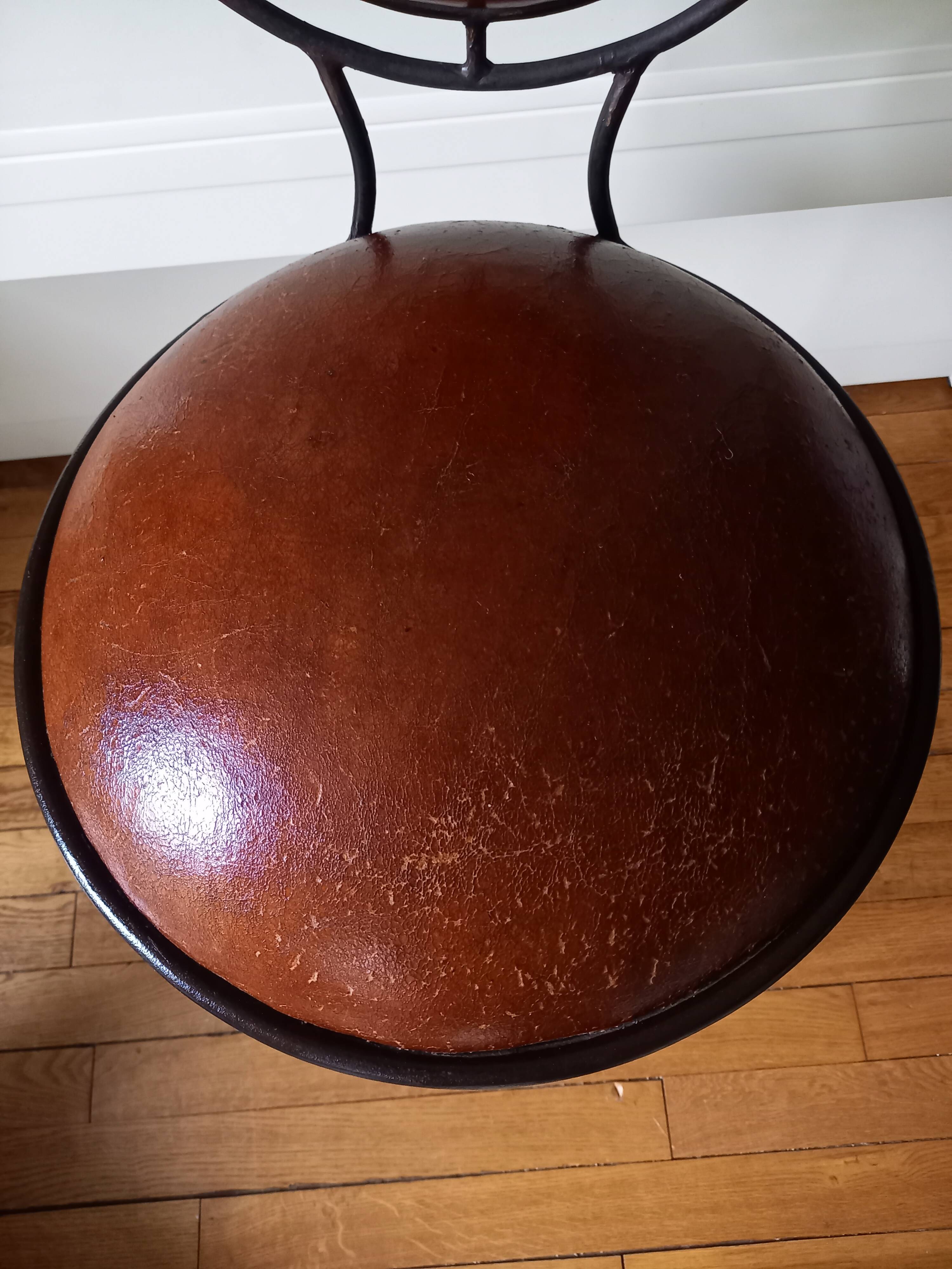 Wrought iron and leather bar stool