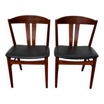 Lot de deux chaises fauteuils Carl Ewent Ekstrom Danemark 1960 teck