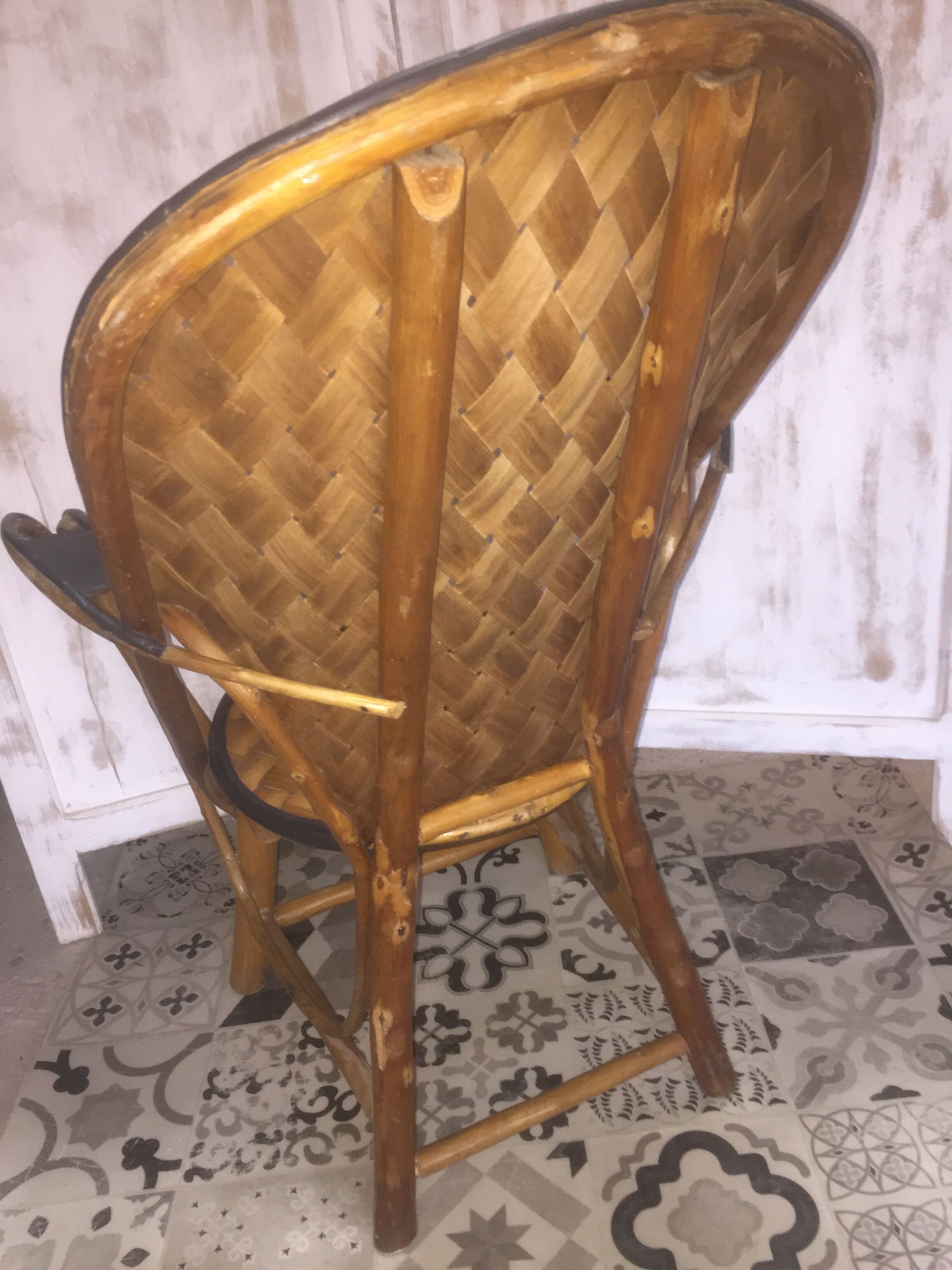 Fauteuil bambou écorce de châtaigner