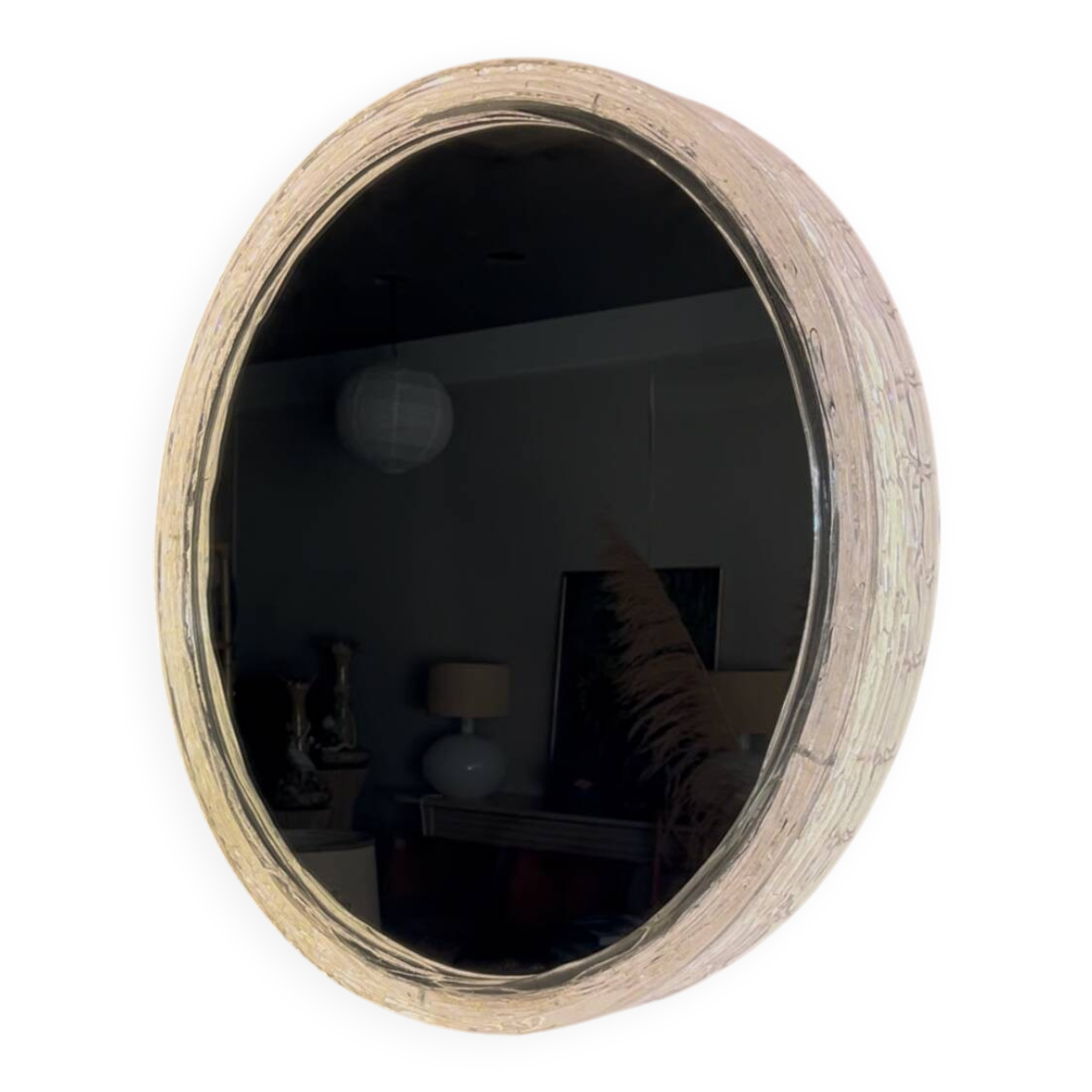 Illuminated mirror ‘iced -glass’ Hillebrand style Mid Century