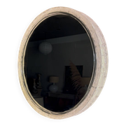 Illuminated mirror ‘iced -glass’ Hillebrand style Mid Century