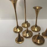 Danish candle holders set 5 design Freddie Anderson Golden brass