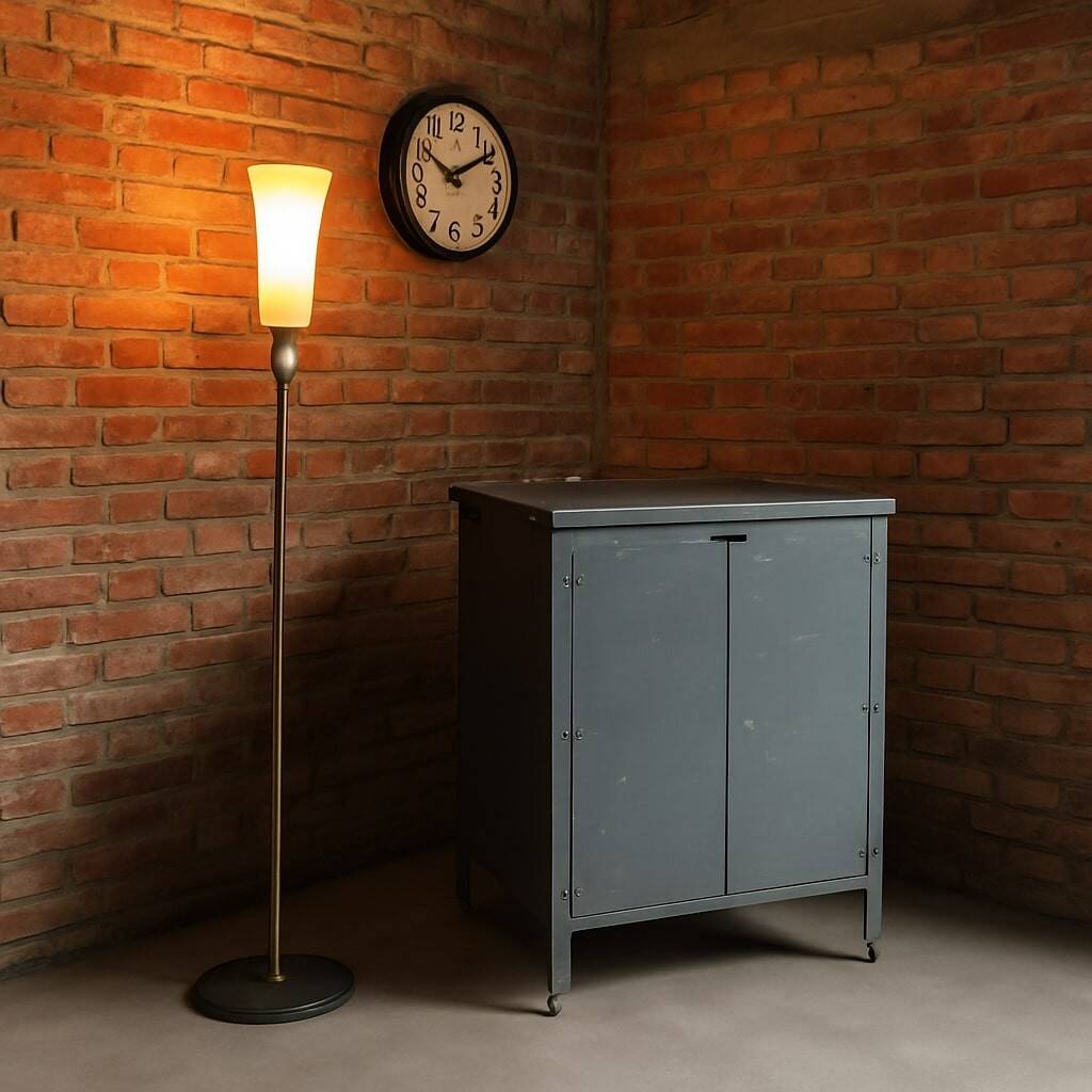 Vintage industrial furniture in wood and metal, Italy, 1960s, original